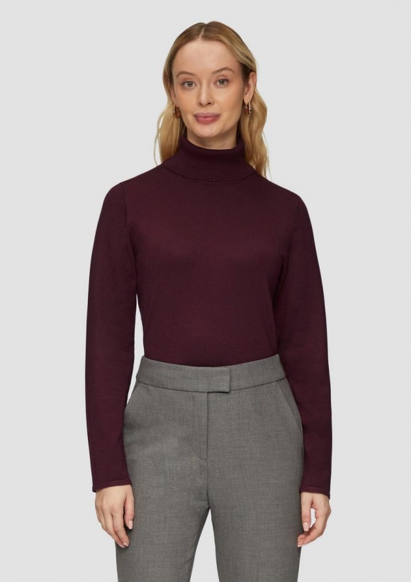 s.Oliver Feiner Rollkragenpullover mit Ajour-Details - lila