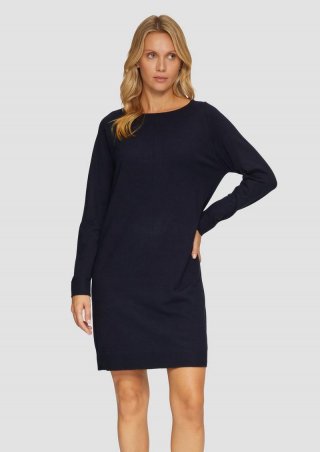 s.Oliver Feinstrickkleid mit U-Boot-Ausschnitt - navy