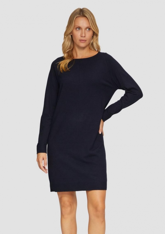 s.Oliver Feinstrickkleid mit U-Boot-Ausschnitt - navy