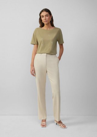 s.Oliver Elegante Hose mit Straight Leg aus Waffel-Piqué - beige