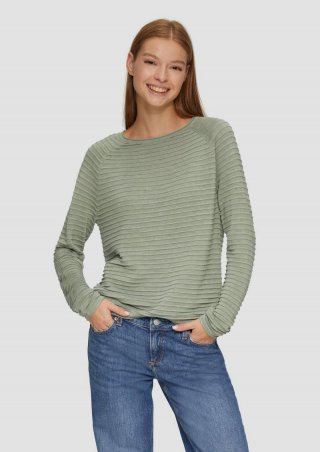 s.Oliver Pullover mit Strukturmuster aus Viskosemix - salbeigrün
