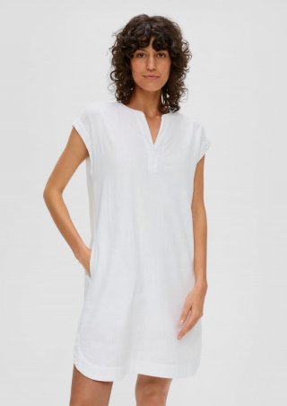 s.Oliver Midi-Kleid mit Tunika-Ausschnitt - weiß