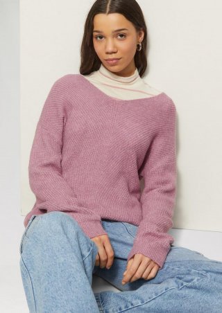 s.Oliver Weicher Pullover mit Rippstruktur - zartrosa