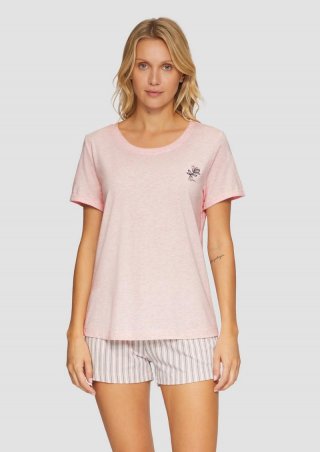 s.Oliver Pyjamashirt mit Blumendetail - zartrosa