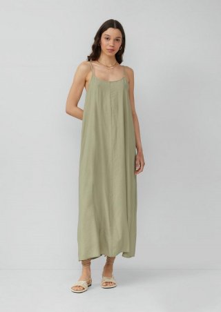 s.Oliver Maxikleid aus Viskosemix - helles olivgrün