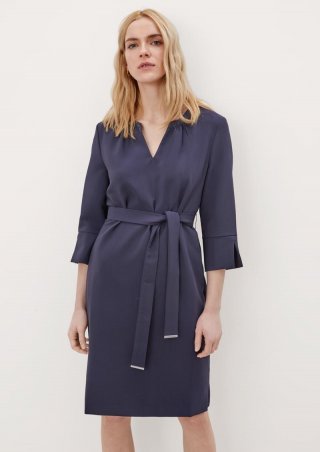 s.Oliver Elegantes Stretchkleid mit Gürtel - navy