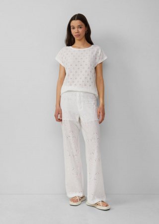 s.Oliver Hose mit Lochstickerei | QS x Sarah & Tini - creme