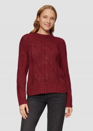 s.Oliver Zopfstrickpullover im Relaxed Fit - rubinrot
