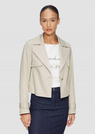 s.Oliver Verkürzte Relaxed-Fit-Jacke im Trench-Stil - beige