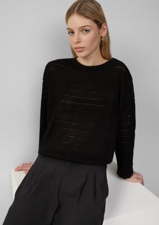 s.Oliver leichter Pullover mit Ajourmuster - schwarz