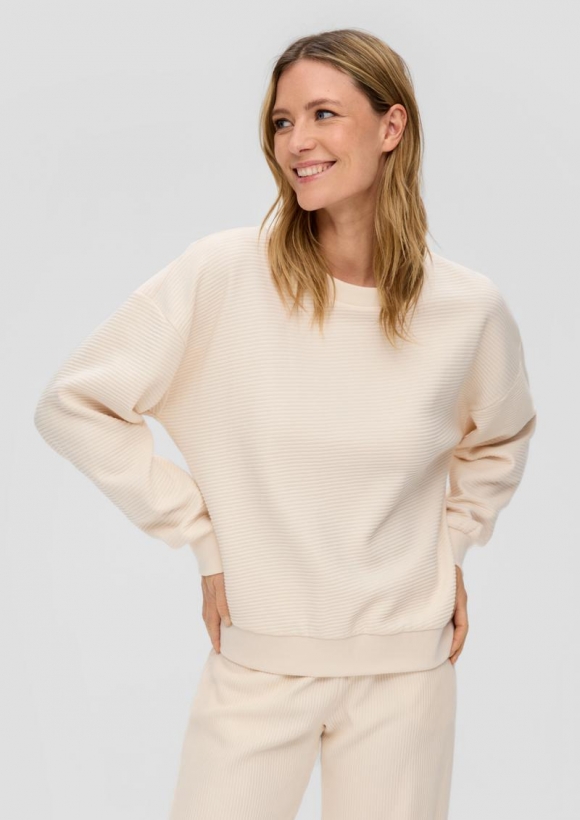 s.Oliver Sweatshirt in Ripp-Optik - beige