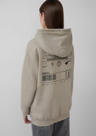 s.Oliver Unisex Sweatshirt mit Backprint und Wascheffekt - taubengrau