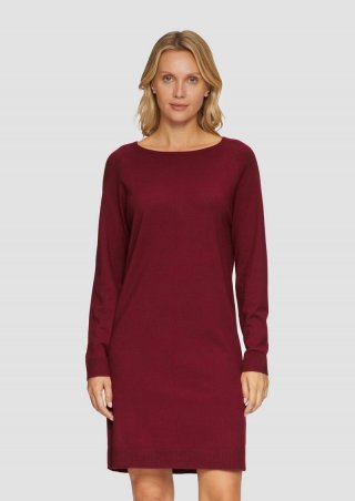s.Oliver Feinstrickkleid mit U-Boot-Ausschnitt - rubinrot