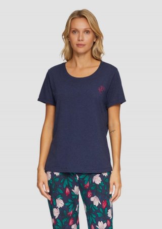 s.Oliver Pyjamashirt mit Blumendetail - navy