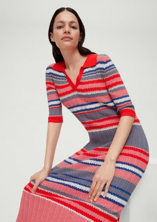 s.Oliver Midikleid mit Streifenmuster - dunkelorange
