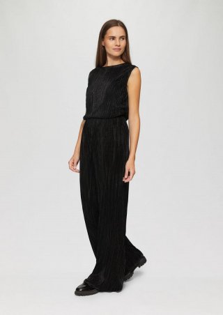 s.Oliver Plissierte Wide-Leg-Hose mit Glitzergarn - schwarz