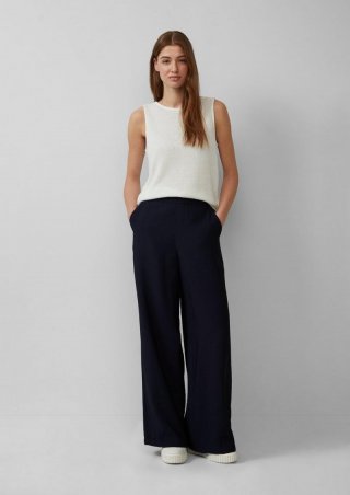 s.Oliver Wide-Leg-Hose im Loose Fit mit Elastikbund - navy