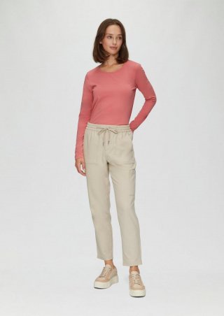 s.Oliver Weiche Relaxed-Jogpants mit Tapered Leg - sandfarben
