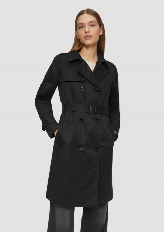 s.Oliver Trenchcoat mit Streifen-Futter - schwarz