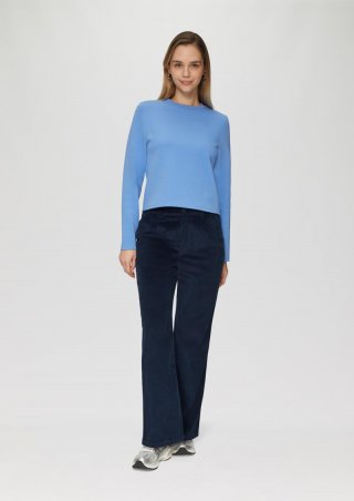 s.Oliver Cordhose mit Straight Leg und Bundfalten - tiefblau