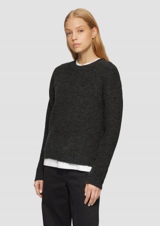 s.Oliver Melierter Strickpullover mit überschnittenen Ärmeln - dunkelgrau