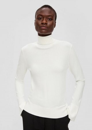 s.Oliver Rollkragenpullover aus Viskosemix - ecru