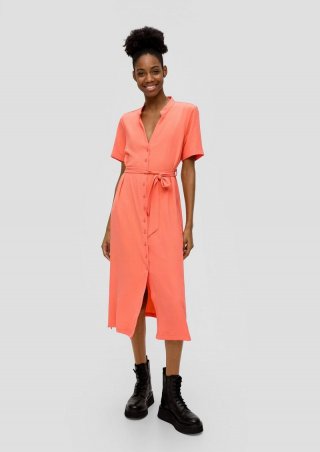 s.Oliver Midikleid mit Knopfleiste - koralle