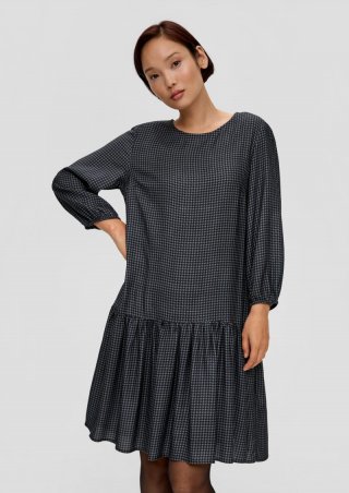 s.Oliver Kariertes Minikleid aus Viskosemix - dunkelblau