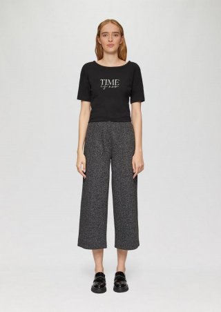 s.Oliver Elegante Culotte mit Elastikbund und Fischgrat-Struktur - schwarz