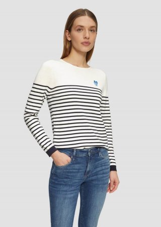 s.Oliver Strickpullover mit Herz-Stickerei - navy