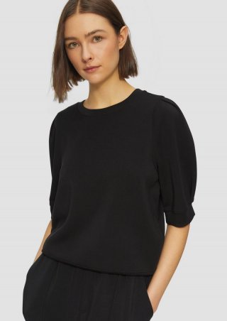 s.Oliver Scuba-Sweatshirt mit Faltendetails - schwarz
