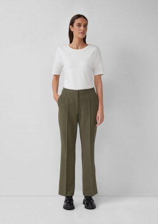 s.Oliver Flared Leg-Hose mit Logo-Icon - olivgrün