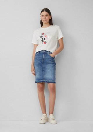 s.Oliver Kurzer Jeansrock mit offenem Saum - blau
