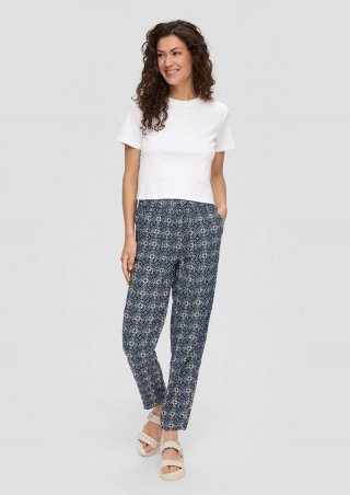 s.Oliver Jogpants aus Viskose mit All-over-Print - tiefblau