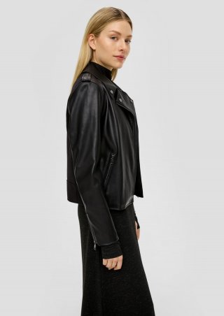 s.Oliver Jacke aus Materialmix in Leder-Optik - schwarz