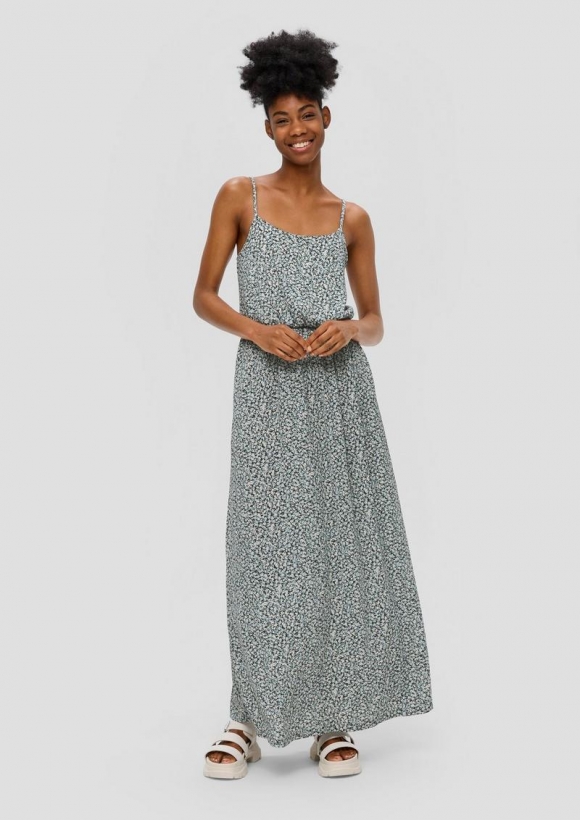 s.Oliver Maxikleid mit Raffung und verstellbaren Trägern - mehrfarbig