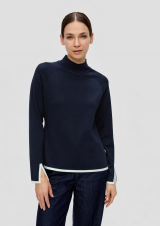 s.Oliver Strickpullover mit Stehkragen - navy