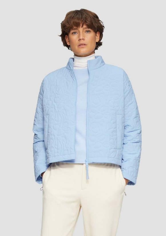 s.Oliver Oversized Jacke mit Steppmuster und seitlichen Druckknöpfen - hellblau