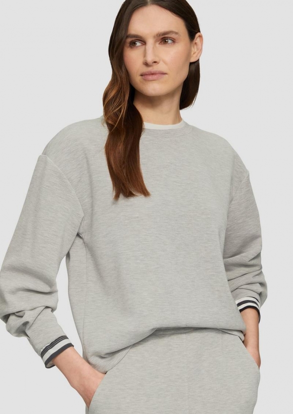 s.Oliver Scuba-Sweatshirt aus Modalmix mit Faltendetail - grau meliert
