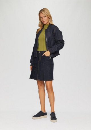 s.Oliver Kurzer Faltenrock aus Denim - blau