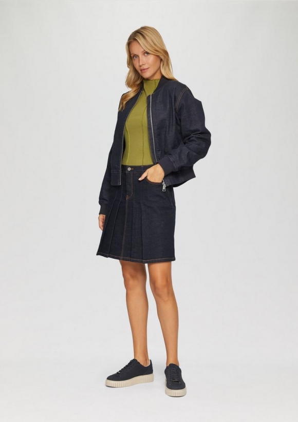 s.Oliver Kurzer Faltenrock aus Denim - blau