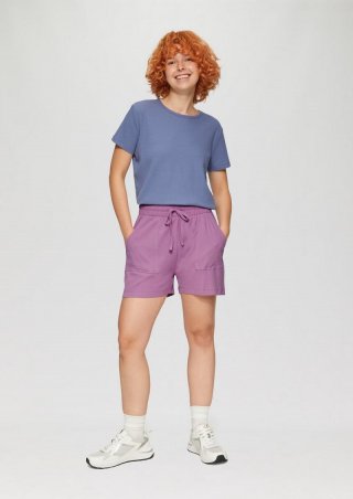 s.Oliver Kurze Hose aus Waffel-Piqué mit elastischem Bund und Tunnelzug - lavendel