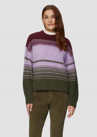 s.Oliver Gestreifter Strickpullover im Relaxed Fit - olivgrün