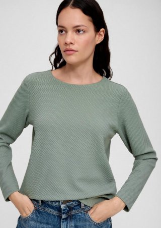 s.Oliver Jacquard-Pullover aus Viskosemix - salbeigrün