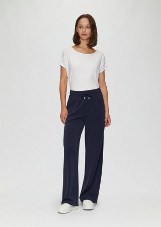s.Oliver Scuba-Hose mit Wide-Leg und Logo-Detail an der Seitennaht - navy