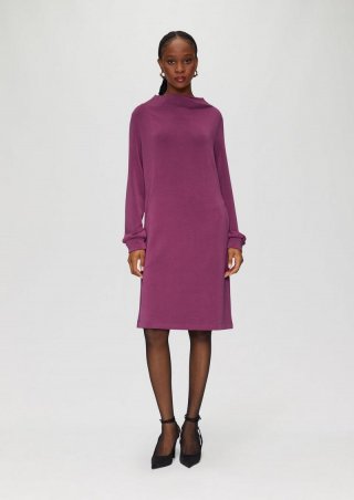 s.Oliver Sweat-Kleid mit gelegtem Kragen - fuchsia