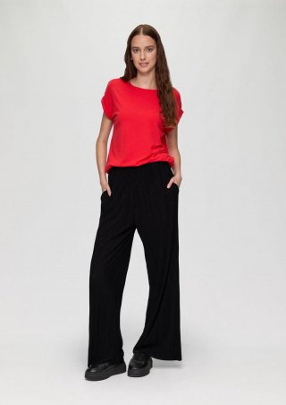 s.Oliver Plissierte Jersey-Hose mit Elastikbund - schwarz