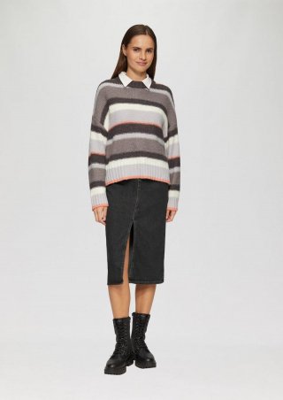 s.Oliver Midi-Jeansrock mit Gehschlitz - graphit