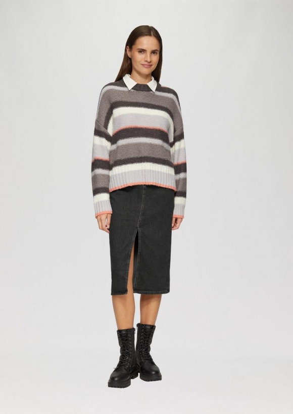 s.Oliver Midi-Jeansrock mit Gehschlitz - graphit