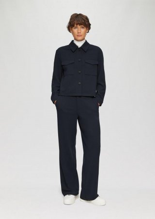 s.Oliver Wide-Leg-Hose aus Struktur-Jersey - navy